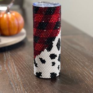 Buffalo Plaid cow bling rhinestone 20 oz tumbler